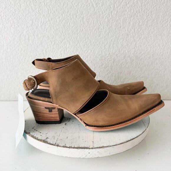 Lane PLAIN JANE Brown Slingback Mule Womens Cowboy Boots 11 Western Cowgirl - Picture 2 of 11